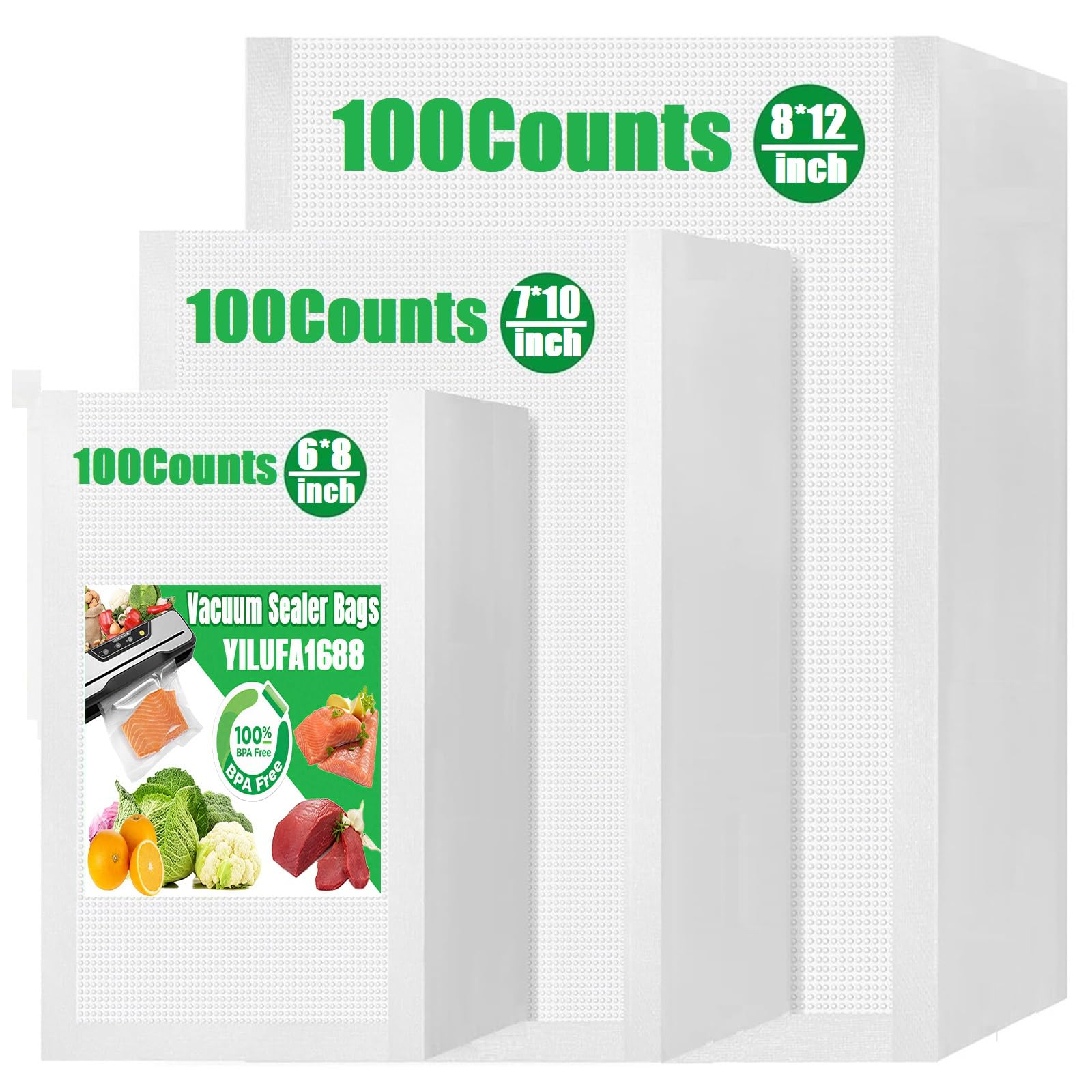 Amazon.com: 300 Pcs Vacuum Sealer Bags for Food 8